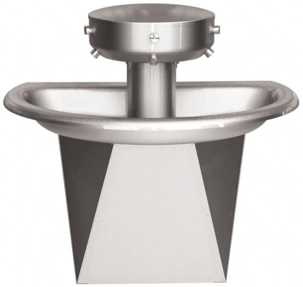 Bradley - Semi-Circular, Infrared Sensor, External Drain, 36" Diam, 3 Person Capacity, Stainless Steel, Wash Fountain - 0.5 GPM - Strong Tooling