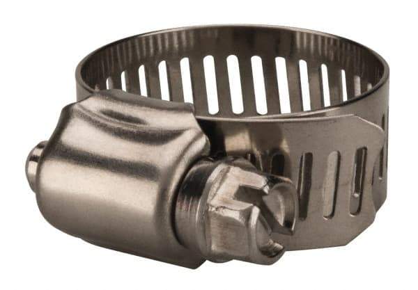 Value Collection - SAE Size 12, 1/2 to 1-1/4" Diam, Stainless Steel Worm Drive Clamp - 1/2" Wide, Material Grade 201 - Strong Tooling