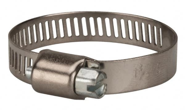 Value Collection - SAE Size 16, 1/2 to 1-1/2" Diam, Stainless Steel/Carbon Steel Worm Drive Clamp - 5/16" Wide, Material Grade 301 - Strong Tooling