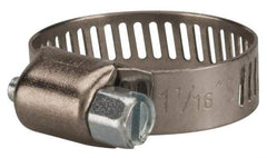 Value Collection - SAE Size 10, 3/8 to 1-1/16" Diam, Stainless Steel/Carbon Steel Worm Drive Clamp - 5/16" Wide, Material Grade 301 - Strong Tooling