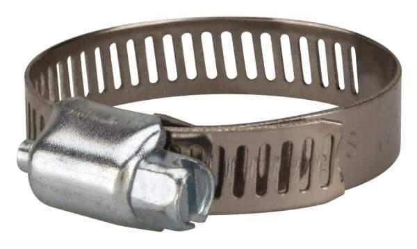 Value Collection - SAE Size 16, 1/2 to 1-1/2" Diam, Stainless Steel/Carbon Steel Worm Drive Clamp - 5/16" Wide, Material Grade 201 - Strong Tooling