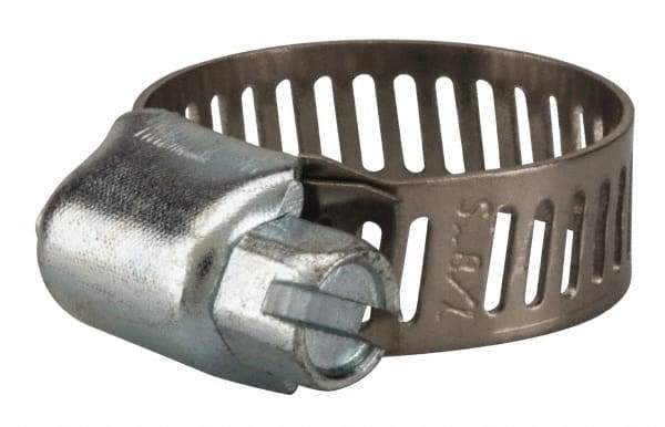 Value Collection - SAE Size 6, 5/16 to 7/8" Diam, Stainless Steel/Carbon Steel Worm Drive Clamp - 5/16" Wide, Material Grade 201 - Strong Tooling