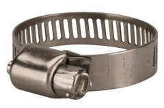 Value Collection - SAE Size 12, 1/2 to 1-1/4" Diam, Stainless Steel Worm Drive Clamp - 5/16" Wide, Material Grade 201 - Strong Tooling