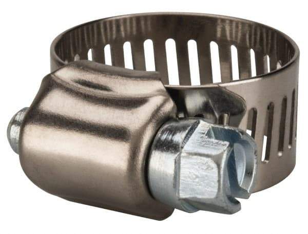 Value Collection - SAE Size 8, 7/16 to 1" Diam, Stainless Steel/Carbon Steel Worm Drive Clamp - 1/2" Wide, Material Grade 201 - Strong Tooling