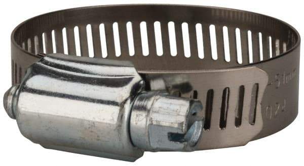 Value Collection - SAE Size 24, 1 to 2" Diam, Stainless Steel/Carbon Steel Worm Drive Clamp - 1/2" Wide, Material Grade 201 - Strong Tooling