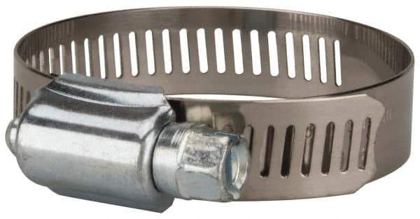 Value Collection - SAE Size 32, 1-1/2 to 2-1/2" Diam, Stainless Steel/Carbon Steel Worm Drive Clamp - 1/2" Wide, Material Grade 201 - Strong Tooling