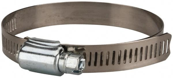 Value Collection - SAE Size 48, 2-1/2 to 3-1/2" Diam, Stainless Steel/Carbon Steel Worm Drive Clamp - 1/2" Wide, Material Grade 201 - Strong Tooling