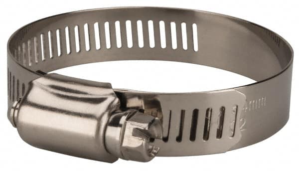 Value Collection - SAE Size 28, 1-1/4 to 2-1/4" Diam, Stainless Steel/Carbon Steel Worm Drive Clamp - 1/2" Wide, Material Grade 201 - Strong Tooling