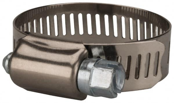 Value Collection - SAE Size 20, 3/4 to 1-3/4" Diam, Stainless Steel/Carbon Steel Worm Drive Clamp - 1/2" Wide, Material Grade 201 - Strong Tooling