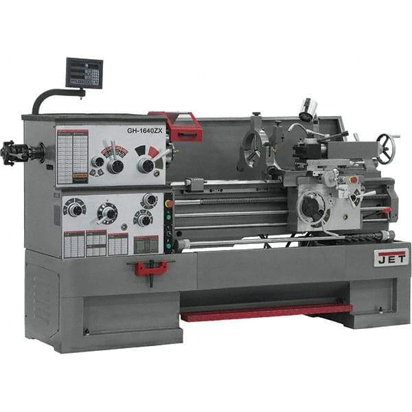 Jet - 16" Swing, 40" Between Centers, 230 Volt, Triple Phase Engine Lathe - 7MT Taper, 7-1/2 hp, 25 to 1,800 RPM, 3-1/8" Bore Diam, 40" Deep x 48" High x 97-1/2" Long - Strong Tooling