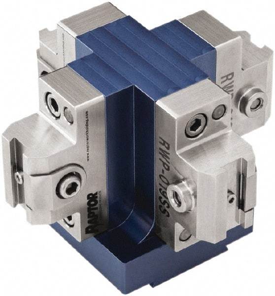 Raptor Workholding - 3.13" High x 4-1/2" Wide x 4-1/2" Long Dovetail Vise - 3/8" Jaw Opening Capacity, 1/8" High x 1-1/4" Wide Jaw, For 4 & 5 Axis Workholding Systems - Strong Tooling