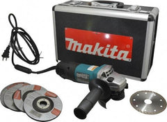 Makita - 4-1/2" Wheel Diam, 10,000 RPM, Corded Angle & Disc Grinder - 5/8-11 Spindle, 120 Volts, 7.5 Amps - Strong Tooling