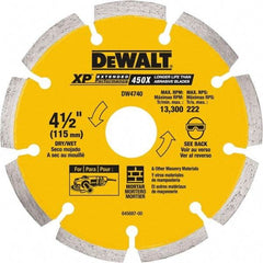 DeWALT - 4-1/2" Diam, 5/8 & 7/8" Arbor Hole Diam, Wet & Dry Cut Saw Blade - Diamond Matrix, Standard Round Arbor - Strong Tooling