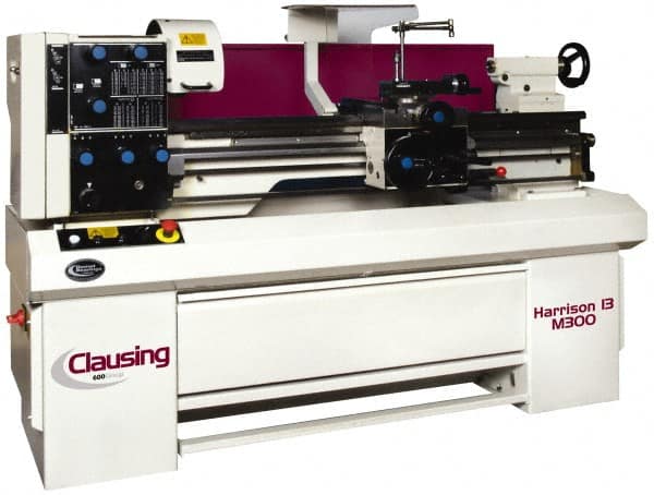 Clausing - 13" Swing, 40" Between Centers, 230/460 Volt, Triple Phase Engine Lathe - 3MT Taper, 3 hp, 40 to 2,500 RPM, 1-9/16" Bore Diam, 40" Deep x 57" High x 84" Long - Strong Tooling