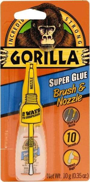 Gorilla Glue - 0.35 oz Bottle Clear Super Glue - 24 hr Full Cure Time, Bonds to Most Surfaces - Strong Tooling