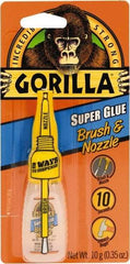 Gorilla Glue - 0.35 oz Bottle Clear Super Glue - 24 hr Full Cure Time, Bonds to Most Surfaces - Strong Tooling