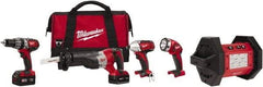 Milwaukee Tool - 18 Volt Cordless Tool Combination Kit - Includes 1/2" Hammer Drill, 1/4" Hex Impact Driver & Sawzall Reciprocating Saw, Lithium-Ion Battery Included - Strong Tooling