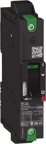 Square D - 125 Amp, 347 VAC, 1 Pole, Unit Mount B-Frame Circuit Breaker - Thermal-Magnetic Trip, 100 kA at 240 VAC, 25 kA at 347 VAC, 65 kA at 277 VAC Breaking Capacity, 14-3/0 AWG - Strong Tooling