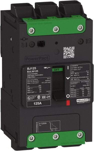 Square D - 110 Amp, 600Y/347 VAC, 3 Pole, Unit Mount B-Frame Circuit Breaker - Thermal-Magnetic Trip, 25 kA at 240 VAC, 18 kA at 277 VAC, 14 kA at 600Y/347 VAC Breaking Capacity, 14-3/0 AWG - Strong Tooling