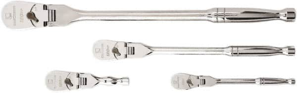 GearWrench - 1/4", 3/8" & 1/2" Drive Pear Head Ratchet Set - Full Polish Chrome Finish, Various Lengths, 60 Gear Teeth, Flex Handle, Flex Head - Strong Tooling