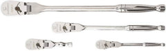 GearWrench - 1/4", 3/8" & 1/2" Drive Pear Head Ratchet Set - Full Polish Chrome Finish, Various Lengths, 60 Gear Teeth, Flex Handle, Flex Head - Strong Tooling