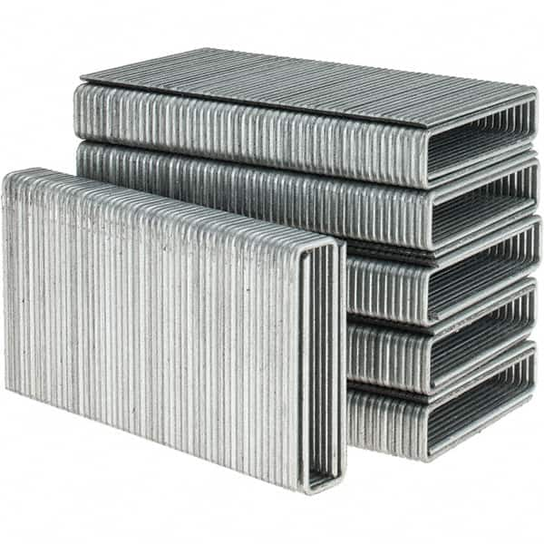 Freeman - 2" Long x 1/2" Wide, 15.5 Gauge Crowned Construction Staple - Steel, Galvanized Finish, Chisel Point - Strong Tooling