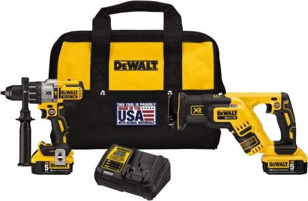 DeWALT - 20 Volt Cordless Tool Combination Kit - Includes Hammerdrill & Reciprocating Saw, Lithium-Ion Battery Included - Strong Tooling