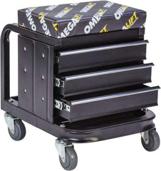 Omega Lift Equipment - 450 Lb Capacity, 4 Wheel Creeper Seat with Drawers - Steel, 18-1/4" Long x 18-7/8" High x 14" Wide - Strong Tooling