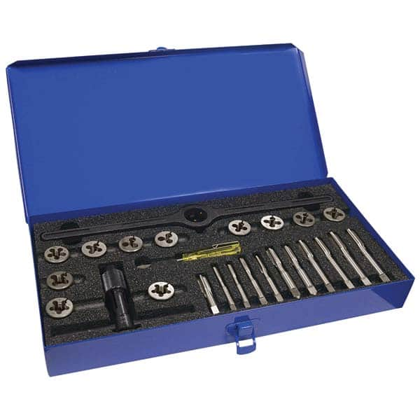 Greenfield Threading - Tap & Die Sets Minimum Tap Thread Size (Inch): 1/4-20 Maximum Tap Thread Size (Inch): 1/2-20 - Strong Tooling