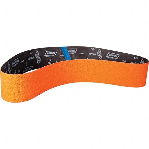 Norton - 4" Wide x 60" OAL, 120 Grit, Ceramic Abrasive Belt - Ceramic, Coated, Y Weighted Cloth Backing - Strong Tooling