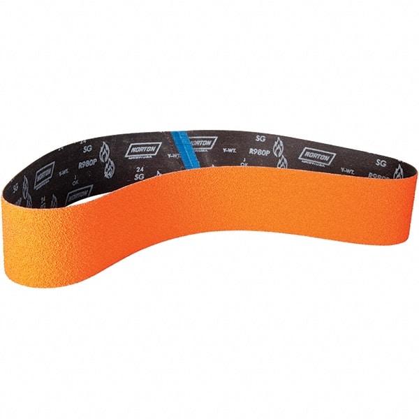 Norton - 4" Wide x 60" OAL, 50 Grit, Ceramic Abrasive Belt - Ceramic, Coated, Y Weighted Cloth Backing - Strong Tooling