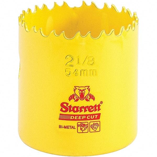 Starrett - 2-1/8" Diam, 2" Cutting Depth, Hole Saw - High Speed Steel Saw, Toothed Edge - Strong Tooling