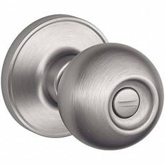 Schlage - 1-3/8 to 1-3/4" Door Thickness, Satin Stainless Steel Privacy Knob Lockset - Exact Industrial Supply