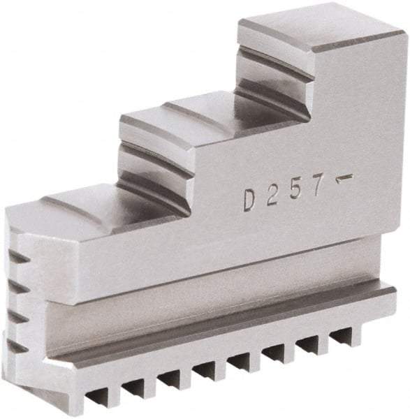 Samchully - 12" Max Chuck Diam Compatibility, Steel Square Serrated Hard Lathe Top Jaws - 2 Steps, 30mm Wide x 110mm Long x 82.5mm High - Strong Tooling