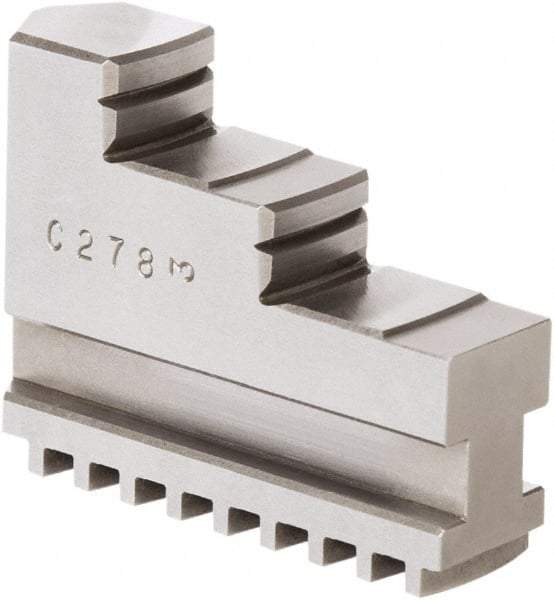 Samchully - 9" Max Chuck Diam Compatibility, Steel Square Serrated Hard Lathe Top Jaws - 2 Steps, 24mm Wide x 85mm Long x 64.5mm High - Strong Tooling