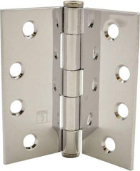 Hager - 4" Long x 4" Wide x 0.062" Thick, Steel Full Mortise Hinge - Bright Chrome Finish, 5 Knuckles - Strong Tooling