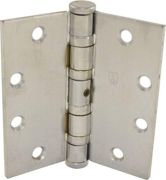 Hager - 4-1/2" Long x 4-1/2" Wide x 0.062" Thick, Steel Full Mortise Ball Bearing Hinge - Satin Chrome Finish, 5 Knuckles - Strong Tooling