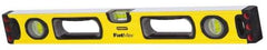 Stanley - 24" Long 3 Vial Box Beam Level - Aluminum, Yellow, 1 Level & 2 Plumb Vials - Strong Tooling