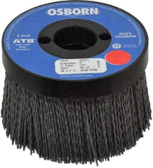 Osborn - 3" 80 Grit Silicon Carbide Crimped Disc Brush - Medium Grade, Plain Hole Connector, 1-1/2" Trim Length, 3/4" Shank Diam, 7/8" Arbor Hole - Strong Tooling