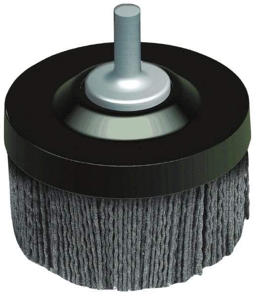 Osborn - 1-1/2" 120 Grit Silicon Carbide Crimped Disc Brush - Fine Grade, Quick Change Connector, 1-3/8" Trim Length, 1/4" Shank Diam - Strong Tooling