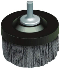 Osborn - 2-1/2" 120 Grit Silicon Carbide Crimped Disc Brush - Fine Grade, Quick Change Connector, 1-3/8" Trim Length, 1/4" Shank Diam - Strong Tooling