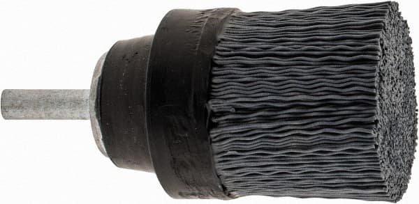 Osborn - 1-1/2" 320 Grit Silicon Carbide Crimped Disc Brush - Extra Fine Grade, Quick Change Connector, 1-3/8" Trim Length, 1/4" Shank Diam - Strong Tooling