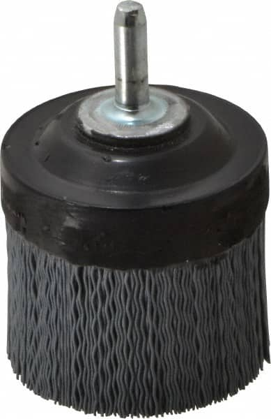 Osborn - 2" 320 Grit Silicon Carbide Crimped Disc Brush - Extra Fine Grade, Quick Change Connector, 1-3/8" Trim Length, 1/4" Shank Diam - Strong Tooling