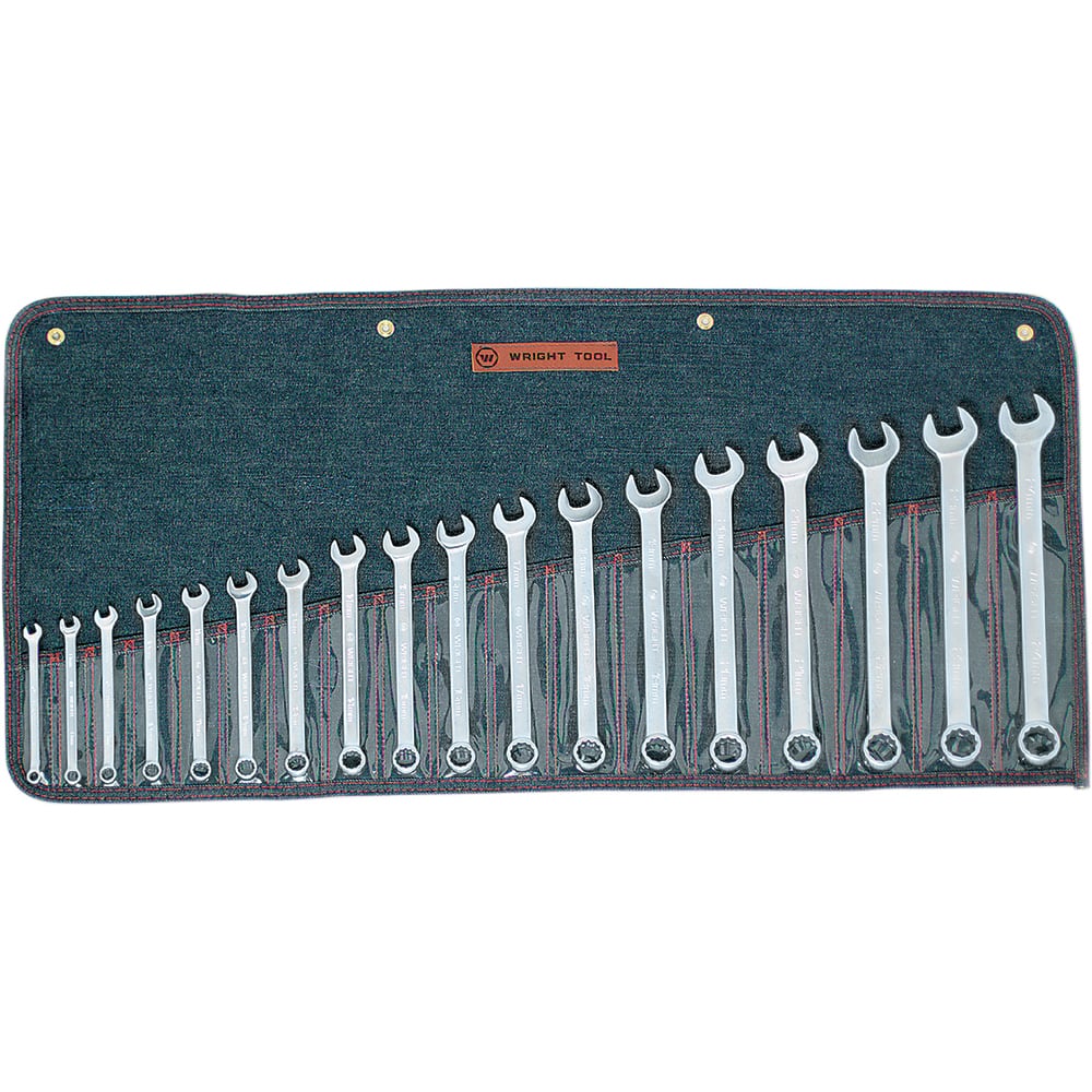 Wright Tool & Forge - 18 Pc, 7 - 24mm, 12-Point Metric Combination Wrench Set - Exact Industrial Supply