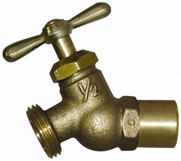 Legend Valve - 3/4" Pipe, 125 psi WOG Rating, Brass Hose Bibb, Stop Valve - T Handle, MGHT End Connections, Use with Potable Water Applications - Strong Tooling