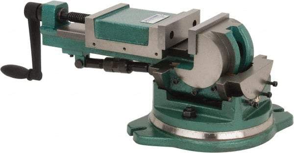 Gibraltar - 5" Jaw Width, 5-23/32" Jaw Opening Capacity, 3-Way Angle Swivel Machine Vise - Manual Operation, 1 Station, 25" Long x 8.46" High x 1-1/2" Deep, Cast Iron - Strong Tooling