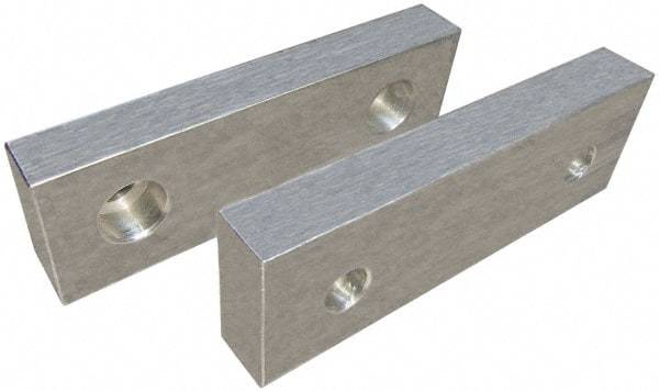 Gibraltar - 6" Wide x 3" High x 2" Thick, Flat/No Step Vise Jaw - Soft, Aluminum, Fixed Jaw, Compatible with 6" Vises - Strong Tooling