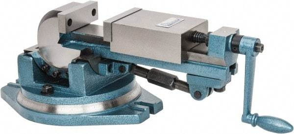 Gibraltar - 4" Jaw Width, 4-11/64" Jaw Opening Capacity, 3-Way Angle Swivel Machine Vise - Manual Operation, 1 Station, 20" Long x 7.28" High x 1-1/2" Deep, Cast Iron - Strong Tooling