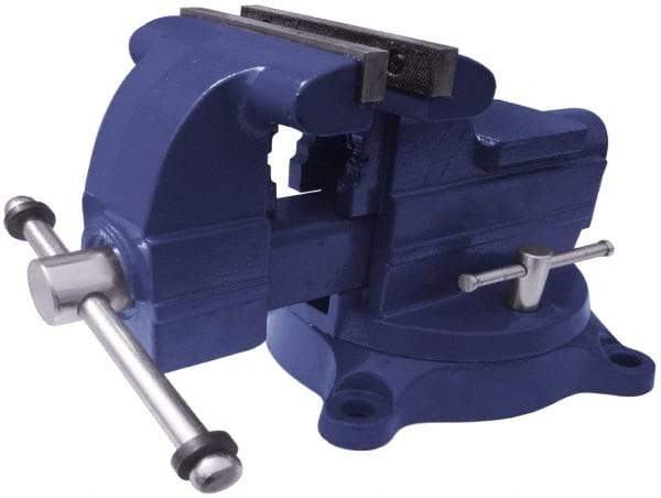 Gibraltar - 5-1/2" Jaw Width x 5" Jaw Opening Capacity, 3-7/16" Throat Depth, Bench & Pipe Combination Vise - 1/8 to 2-1/2" Pipe Capacity, Swivel Base, Bolt Down Attachment, Ductile Iron - Strong Tooling