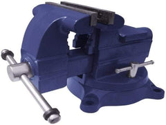 Gibraltar - 4-1/2" Jaw Width x 4" Jaw Opening Capacity, 2-5/8" Throat Depth, Bench & Pipe Combination Vise - 1/8 to 2" Pipe Capacity, Swivel Base, Bolt Down Attachment, Ductile Iron - Strong Tooling